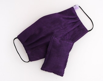 Waschbare Seide Gesichtsmaske  mit 2 Schichten aus 100% Baumwollgewebe  Filtertasche  für Beruhigen Lavendel Sachet mit Aroma