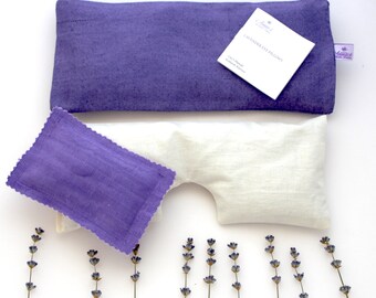 Luxurious Purple Ikat Silk Lavender Eye Pillow - Handcrafted Relaxation Aid with Farm-Grown Lavender and Flax Seeds