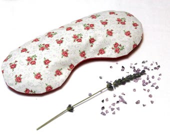 Relaxing Lavender Eye Pillow Eye Mask Gift for Her For for Women Floral Roses Sleep Essentials Yoga Cotton Aromatherapy