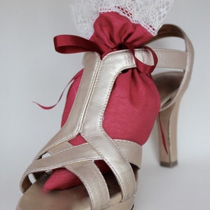 Silk Lady's Shoe Freshener Lavender Sachet Gifting Gift for her Gift for Women Custom personalized Wedding Favor Gift for Mom Roses Pink image 2