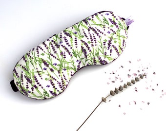 Relaxing Lavender Eye Pillow - Cotton Eye Mask - Lavender Print Fabric - Present for Mum - Silk Eye Pillow - Silk Sleeping Mask