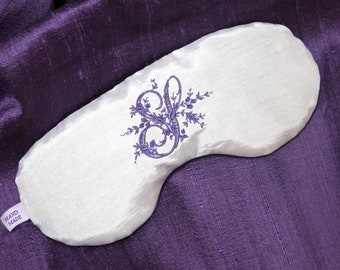 Personifiziertes entspannendes Lavendel-Augen-Kissen-Stickerei-Schlaf-Masken-Monogramm Schlafmaske aus Seide Spa-Geschenk Weihnachtsgeschenk