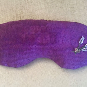 Silk Relaxing Lavender Eye Pillow Purple Embroidery Customized Personalized Gift for her Birthday Gift Relaxation Spa Gift  Set Heating Pad