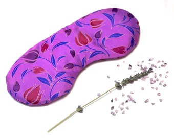 Entspannendes Lavendel-Augenkissen Tulpen auf Seid