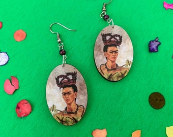 Thorns Around Neck Thorn Braids Handmade Wooden Frida-Inspired Earrings from Oaxaca, Mexico