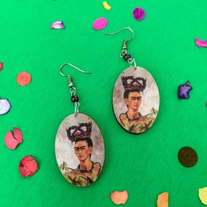Thorns Around Neck Thorn Braids Handmade Wooden Frida-Inspired Earrings from Oaxaca, Mexico