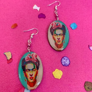 Artsy Paint Handmade Wooden Frida-Inspired Earrings from Oaxaca, Mexico