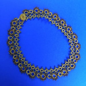 Handmade tatting necklace, lace collar, beaded tatting jewelry, filigree tatting jewelry, yellow jewelry