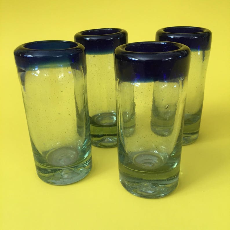Handblown Shot Glasses Recycled Glass Mexican