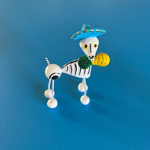 Handmade Skeleton Dog for Day of the Dead Altar; Made and Painted in Oaxaca