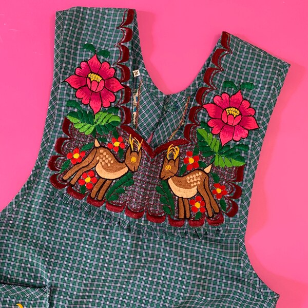 Mexican Artisanal Embroidered Apron 50% Cotton, %50 Polyester  Bllack 603197
