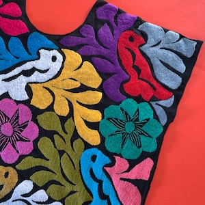 Tuxtepec Full Embroidered Dress / One Size Fits Most (S-L) / Colorful Huipil with Birds and Flowers, Made in Jalapa De Diaz, Oaxaca Mexico