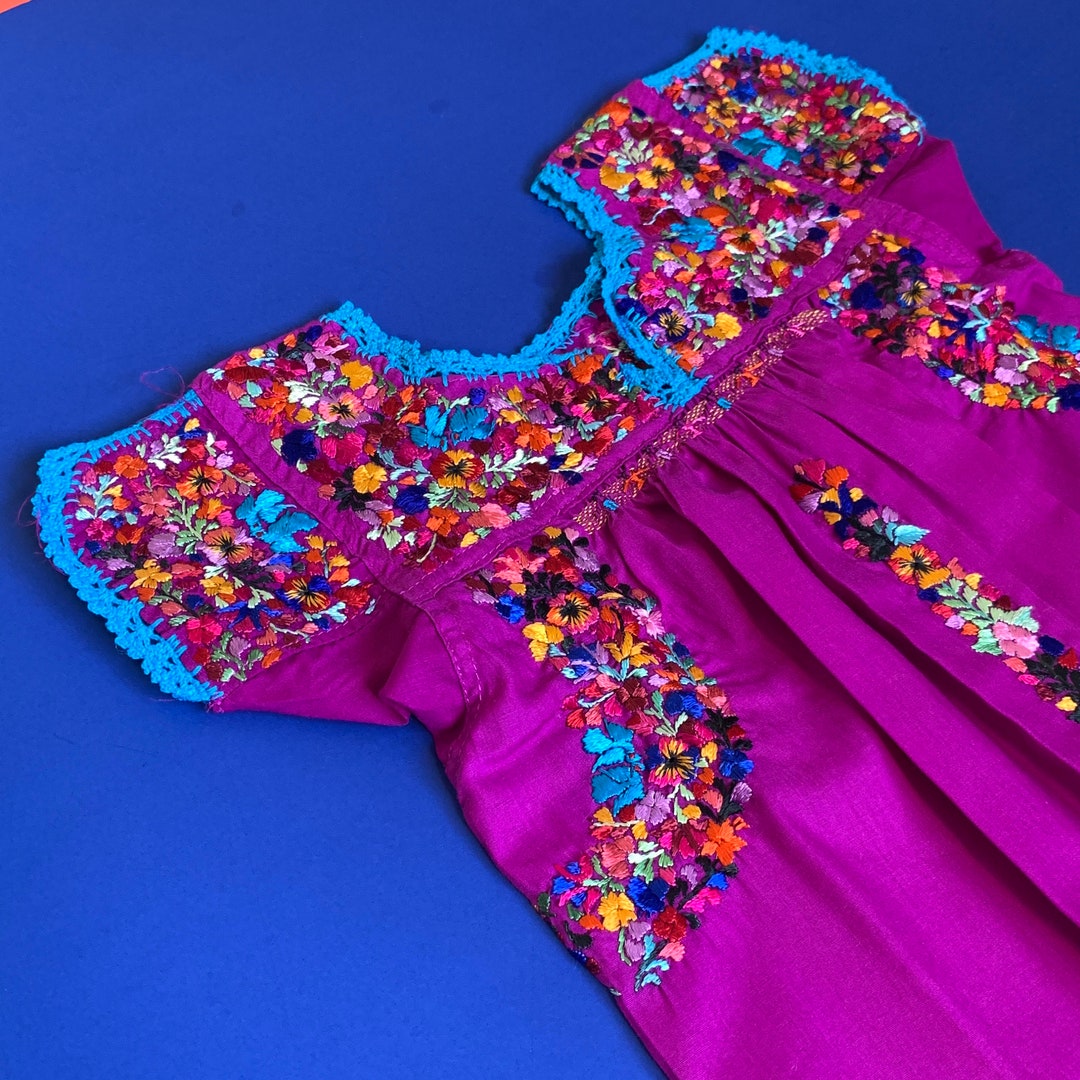 Orchid Pink With Flowers // Child Size 12 Years Old Hand Etsy