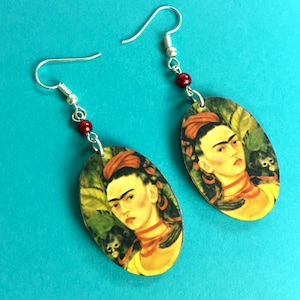 Self Portrait Handmade Wooden Frida-Inspired Earrings from Oaxaca, Mexico