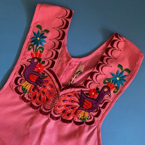 Handmade Mexican Apron Peacock and Flowers / Peacock on Pockets / Size XL / Oaxaca Embroidered Apron / Mandil Hecho en Tlacolula Mexico