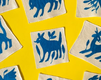NEW Turquoise Blue Hand Embroidered Otomi Coasters, Made in Mexico