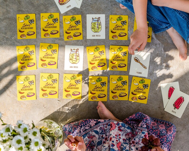 BILINGUAL MEMORY CARDS for Kids / Mercado Memory / Spanish - Etsy