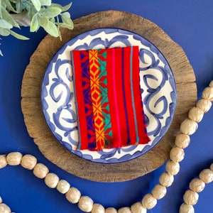 Red Handwoven Napkins, Handmade with Vibrant Mexican Textiles, Zero Waste Reusable Napkins