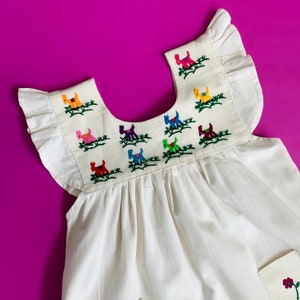 Animalitos Line - Los Burritos Colorful Donkey Child Dress Size // Hand Embroidered on 100% cotton // Made in Oaxaca, Mexico