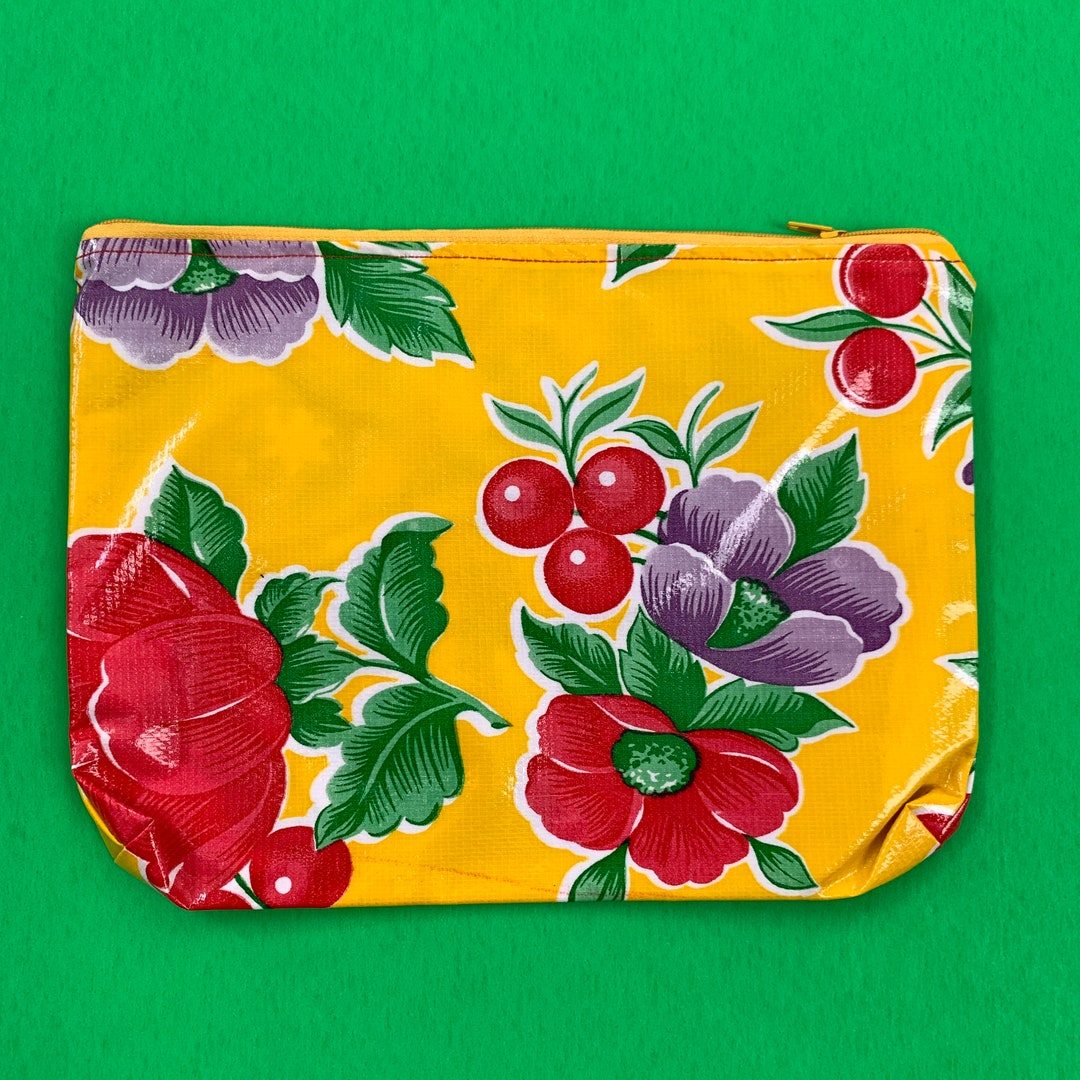 NEW Handmade Mexican Oilcloth Zipper Pouch / Reusable Snack Bag, Pencil