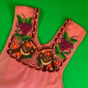 Handmade Mexican Apron Deer Grapes and Flowers / Deer on Pockets / Size XL / Oaxaca Embroidered Apron / Mandil Hecho en Tlacolula Mexico