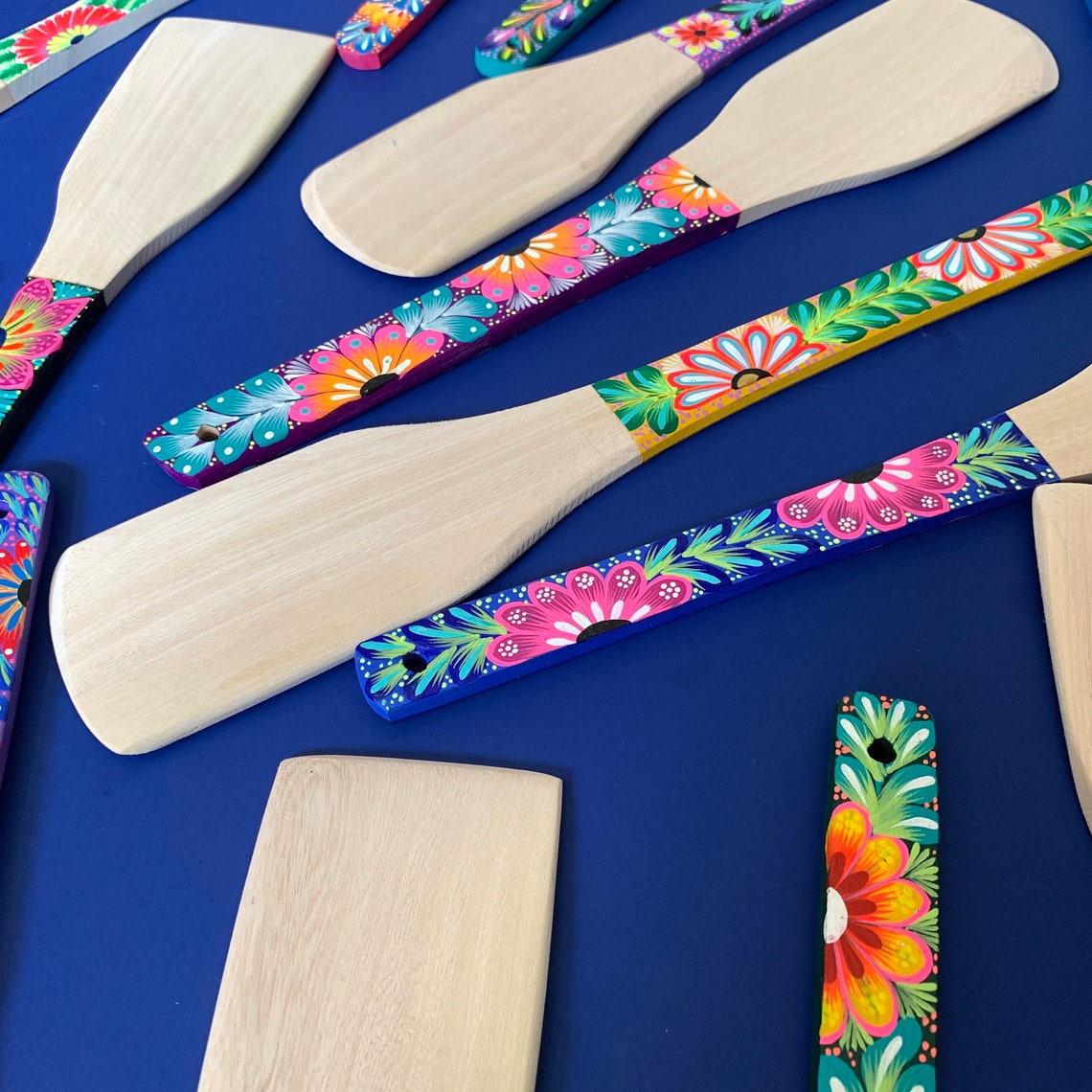 NEW Flores Flower Wooden Spatula Handmade in Oaxaca Mexico Etsy