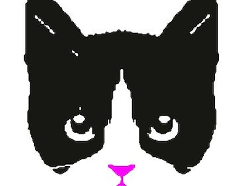 Tuxedo cat face digital file download for embroidery machines