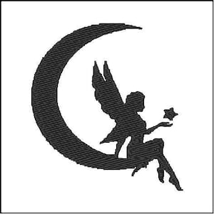 Fairy In Crescent Moon- A Digital File Download For Machine Embroidery