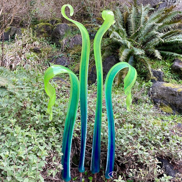 Blown Glass Garden Art Etsy
