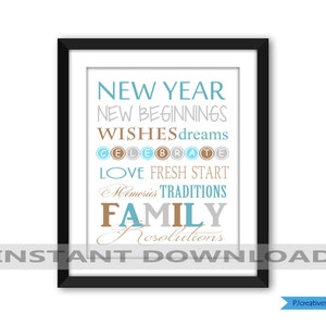 New Year Subway Art, Word Art, Holiday Subway Art, Digital File Jpeg, Printable File