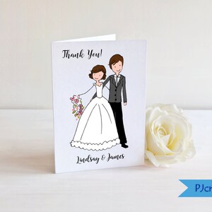 Juego de tarjetas de agradecimiento de boda, novia personalizada y novio tarjetas de agradecimiento, tarjetas de boda - tarjetas de agradecimiento, tarjetas de boda personalizadas