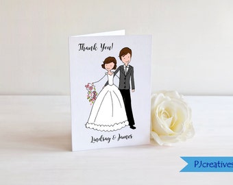 Conjunto de cartões de agradecimento de casamento, cartões de agradecimento personalizados da noiva e do noivo, cartões de casamento - cartões de agradecimento personalizados, cartões de casamento