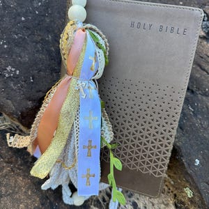 Peach cross tassel bookmark