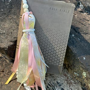 Pink and gold Bible tassel bookmark