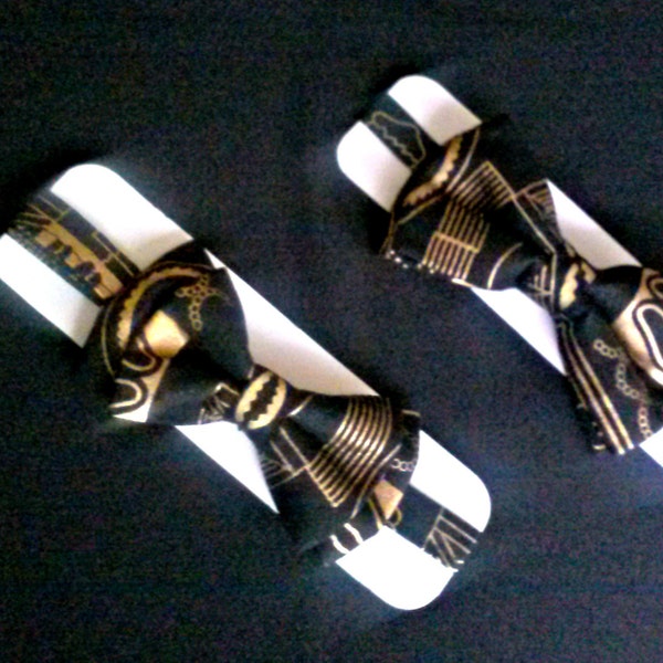Formal bowtie, African print bowtie, unisex bowtie, Father and son bow ties, groomsmen bow ties, black and gold bowtie, boy's bowtie,