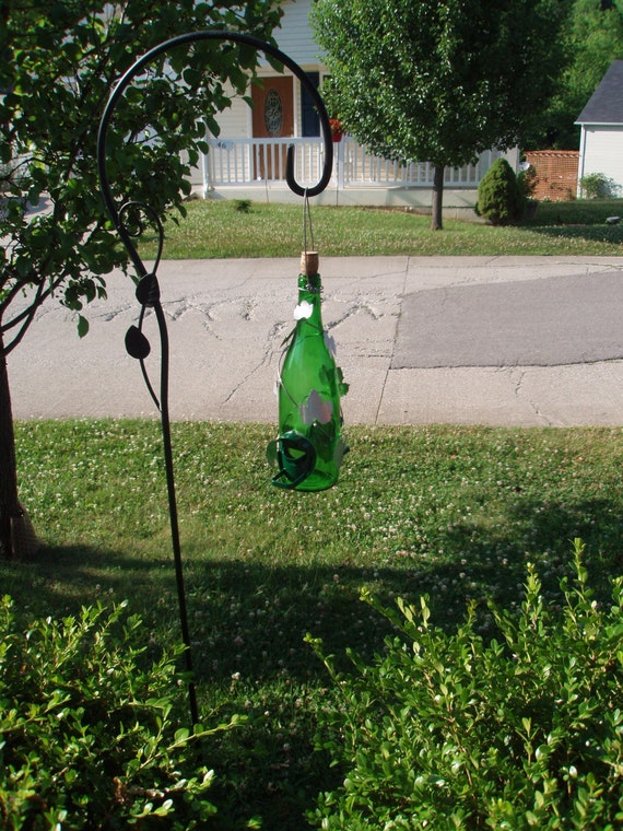 Green Wine Bottle Bird Feeder W Dual Feed Feeding Ports And Etsy