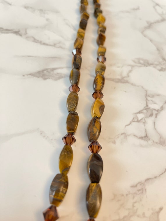 Beautiful 925 pendent Tigers eye stone and glass … - image 3