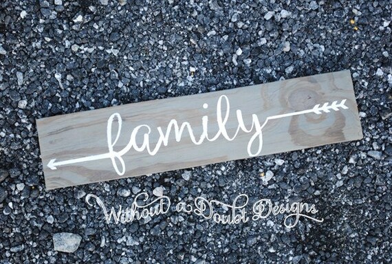 Rustic Family Sign Wooden Family Sign Rustic Arrow Wall Etsy