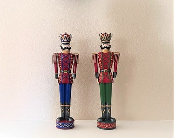 Hand painted "tin" soldiers.  Galvanized painted soldiers. Christmas Decor.