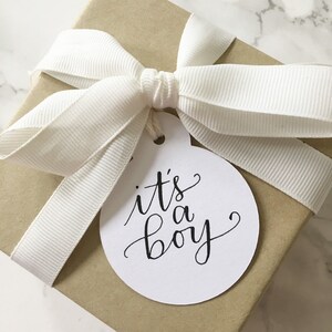 It's a Boy Modern Calligraphy Custom Hang Tag Label Tag | Etsy