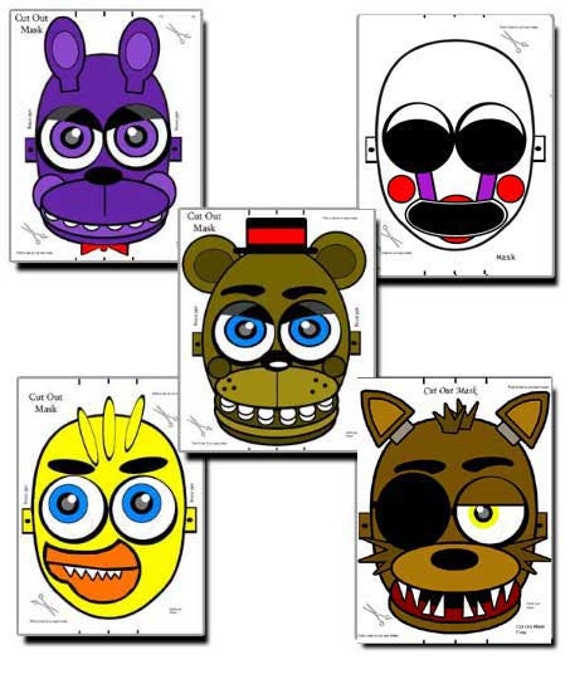 5 Masks FNAF Party Favors Birthday Parties Halloween | Etsy