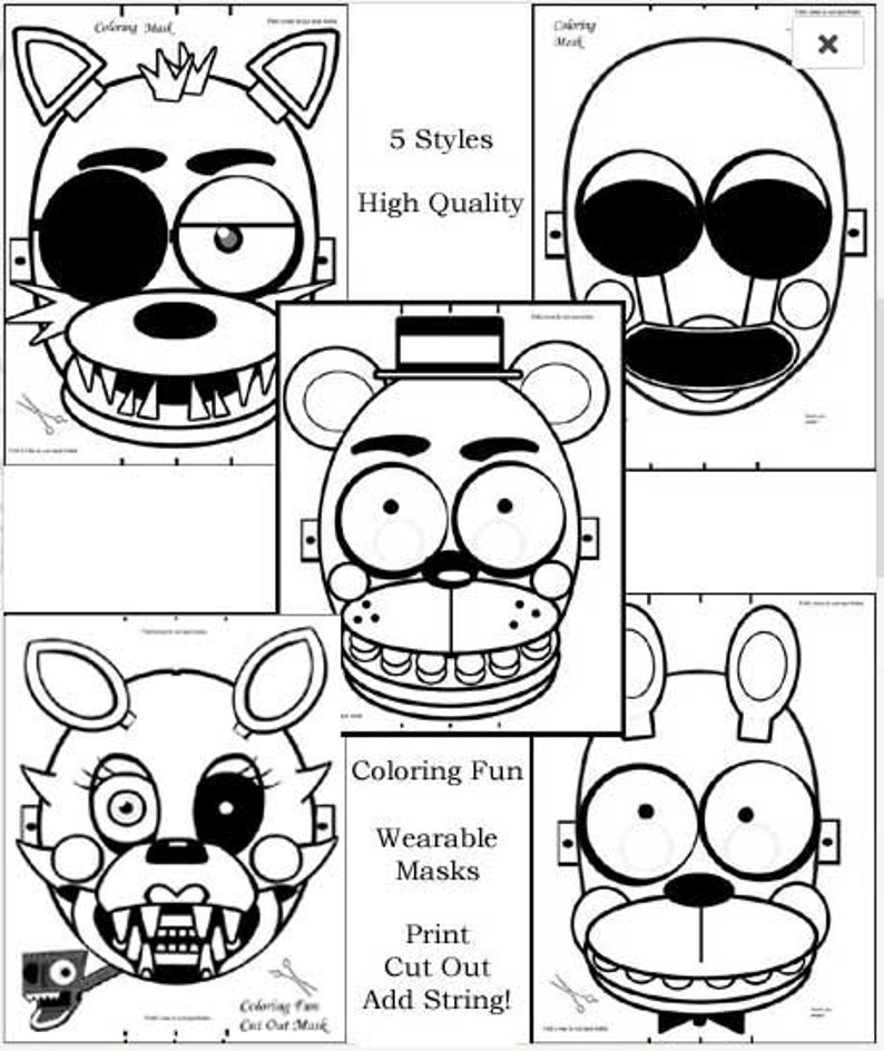 5 Masks FNAF Party Favors Birthday Parties Halloween | Etsy