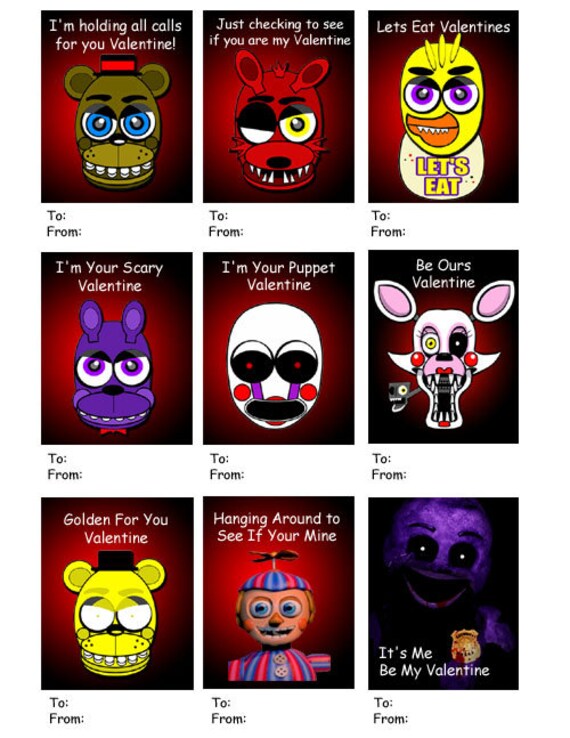 Valentine's Day FNAF Cards High Quality | Etsy