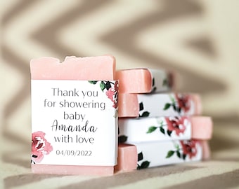 Merci de vous doucher avec amour mini savon baby shower favorise le cadeau pour les invités douche nuptiale favorise le savon de mariage faveur faveurs de douche florale