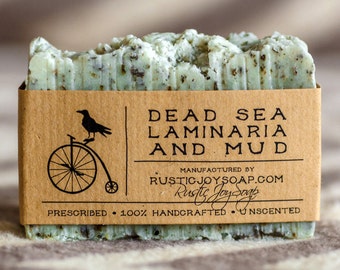 Dead Sea Mud Soap Bar, Handmade Vegan Soap with Kelp, Exfoliating Body Soap, Spa Gift for Women