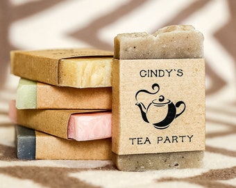 30 Personalized Mini Soap Favors: Tea Party Bridal Shower