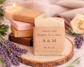 Rustic Wedding Favor Soaps, Personalized Mini Soap Bars, Bridal Shower Favors, Guest Thank You Gifts