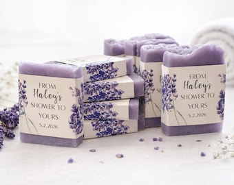 Personalized Lavender Soap Favors, Rustic Wedding Bridal Shower Guest Gift