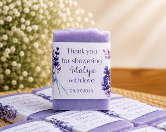 Lavender Soap Favors, Personalized Wedding Favors, Baby Shower Guest Gifts, Watercolor Thank You Soap