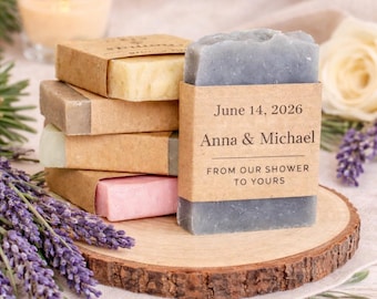 Personalized Wedding Soap Favors, Rustic Mini Soap Bars, Bridal Shower Thank You Gifts, Custom Labels